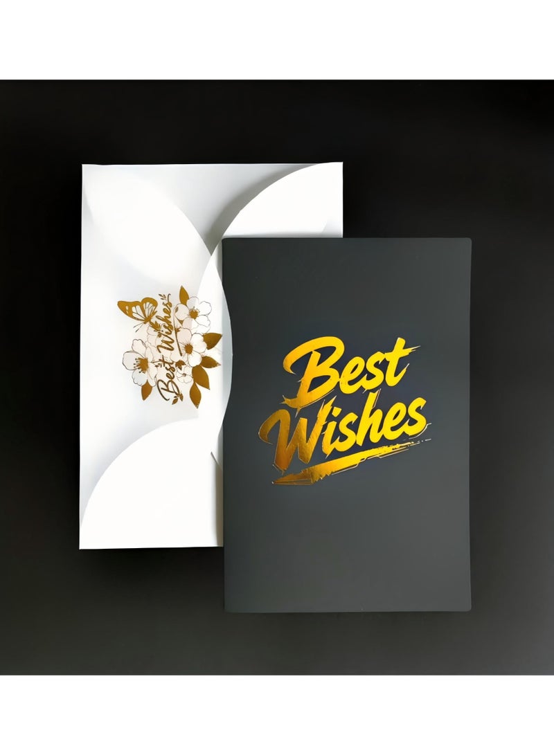 BenQuand Mystique Black Best Wishes Card - Artisan Embossed & Gold Foil - Image 1